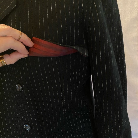 Vintage Blazer 60s Unisex wool pinstripe double breasted Mod Suitcoat Wool sz 10 - Picture 14 of 17